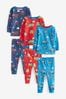 Blue/Red Stripe Vehicles Snuggle Pyjamas 3 Pack (9mths-10yrs)