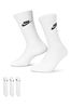 White Nike Everyday Essential Socks 3 Pack