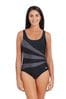 Black Zoggs Sandon Scoopback Swimsuits With Fixed Foam Cups And Tummy Control