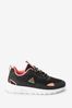 Black/Coral Lace-Up Trainers, Wide Fit (G)