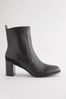 Black Forever Comfort® Leather Ankle Heeled Boots
