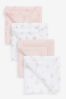 White Animal Baby Muslin Squares 4 Pack