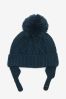 Navy Blue Knitted Baby Pom Hat (0mths-2yrs)