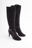 Black Forever Comfort® Buckle Detail Heeled Knee High Boots