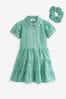 Green Clarks Clarks Gingham School Dress and Scrunchie Set