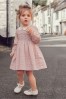 Pink Geo Printed Shirred Collar Jenn Dress (3mths-8yrs)