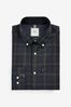 Green/Blue Check Easy Iron Button Down Oxford Shirt, Regular Fit Short Sleeve