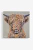 Multi Colour Artist Collection 'Harry the Highland Cow' by Emily Howard Medium Canvas Wall Art