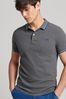 Grey Superdry Organic Cotton Vintage Tipped Short Sleeve Polo Shirt