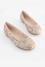 Rose Gold Glitter Square Toe Occasion Ballet Shoes