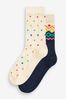 Navy Blue Rainbow Thermal 2 Pack Socks
