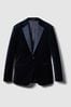 Navy Reiss Ace Modern Fit Velvet Single Breasted Tuxedo Jacket