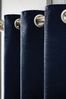 Deep Navy Blue Hyperion Selene Luxury Chenille Weighted Eyelet Curtains