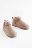Pink Shower Resistant Faux Fur Lined Suede Ankle Boots