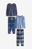 <span>Blau</span> - Karierte Pyjamas, 2er Pack (3-16yrs)