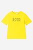 Boys Cotton Jersey Logo Print T-Shirt in Yellow