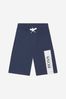 Boys Cotton French Terry Logo Shorts in Navy