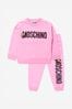 Baby Girls Cotton Minion Logo Tracksuit in Pink