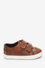 Tan Brown Brogue Strap Touch Fastening Shoes