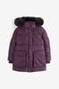 Clarks Girls Purple Puffa Coat