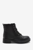 Black Patent Warm Lined Lace-Up Boots, Standard Fit (F)