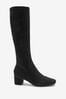 Black Forever Comfort Sock Block Heel Knee High Boots, Extra Wide Fit