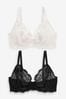Black/White DD+ Lace Bras 2 Pack, Pad Balcony