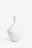 White Pleated Ceramic Vase, Large