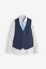 Blue Check Waistcoat, Blue Shirt & Tie Set Waistcoat (12mths-16yrs)