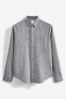 Light Blue Linen Blend Long Sleeve Shirt, Regular Fit