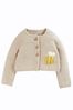 Frugi Neutral Beige Cute As A Button Baby Knitted Cardigan