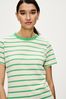 Green Stripe Essential 100% Pure Cotton Short Sleeve Crew Neck T-Shirt, Regular