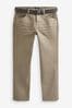 Tan Brown Belted Authentic Jeans, Straight
