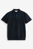Black Short Sleeved Knitted Polo Shirt