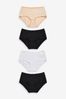 Black Cotton Rich Knickers 4 Pack, Full Brief