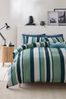 Blue/Green Stripe Duvet Cover and Pillowcase Set
