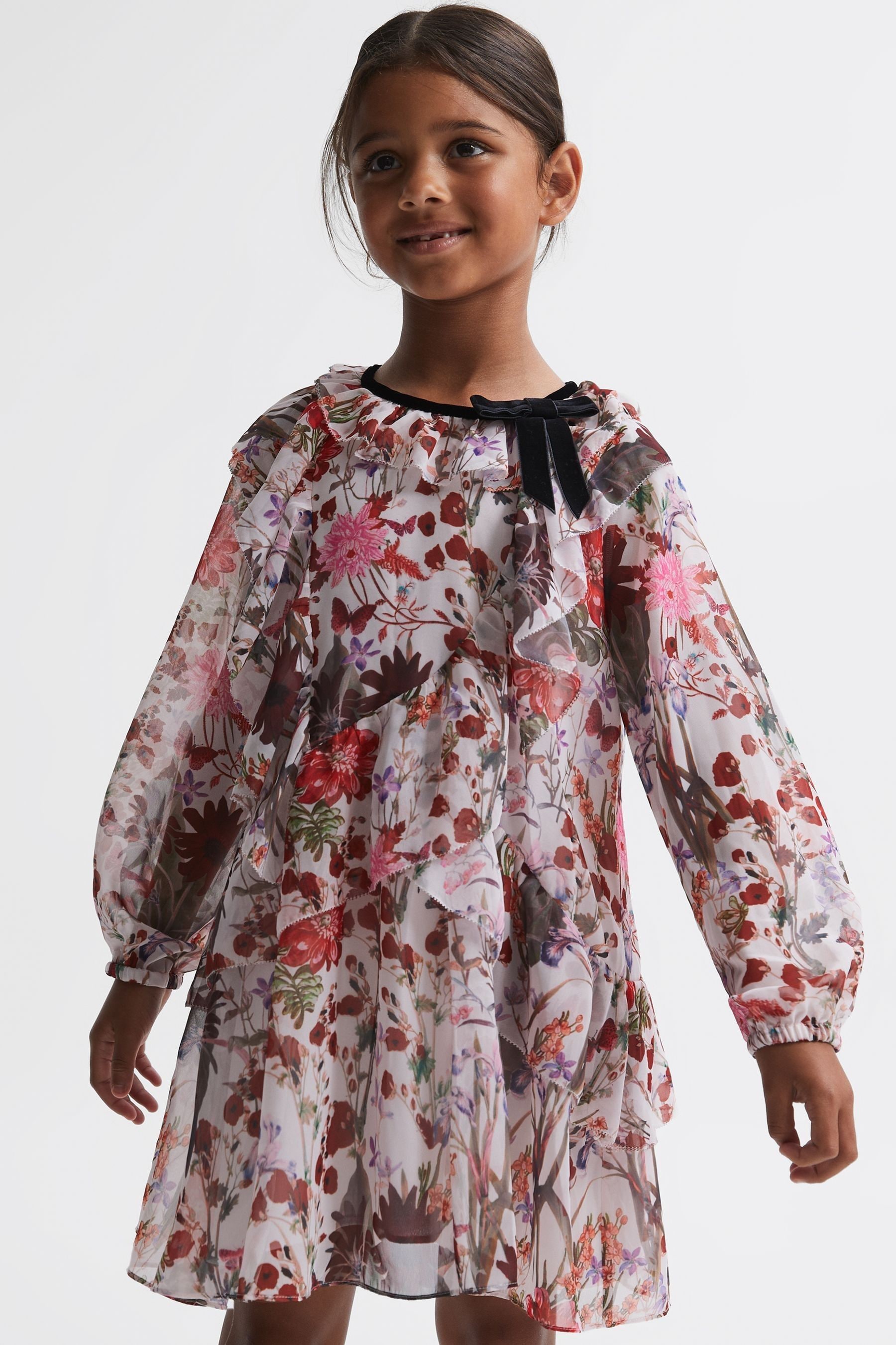 Reiss Yara bow Dress Polyester Printed, Multi Size: 11