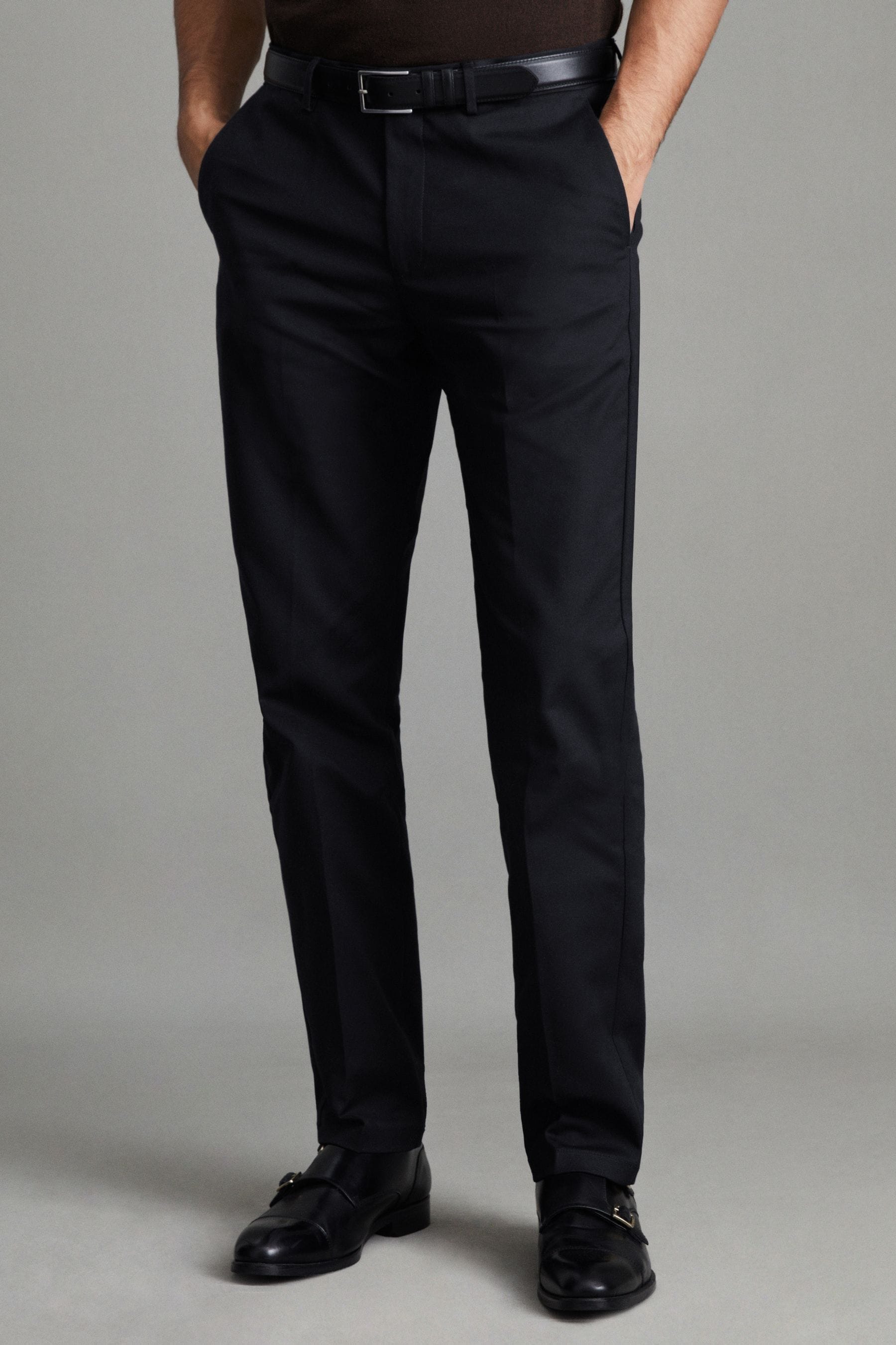 Reiss Reg - Navy Eastbury Reg Cotton Blend Chinos, Uk 30 S