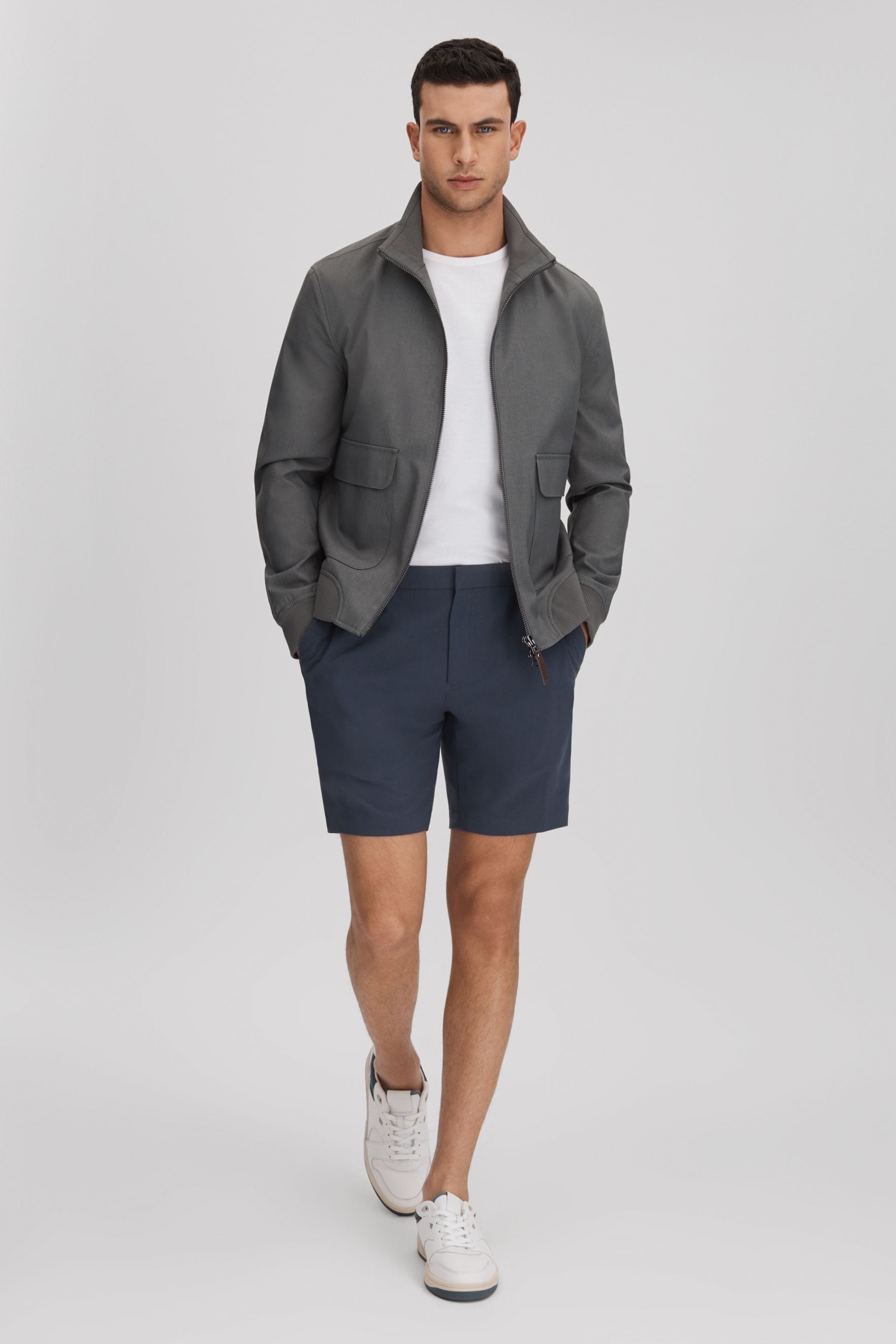 Shop Reiss Deck - Airforce Blue Slim Fit Drawstring Chino Shorts, 34