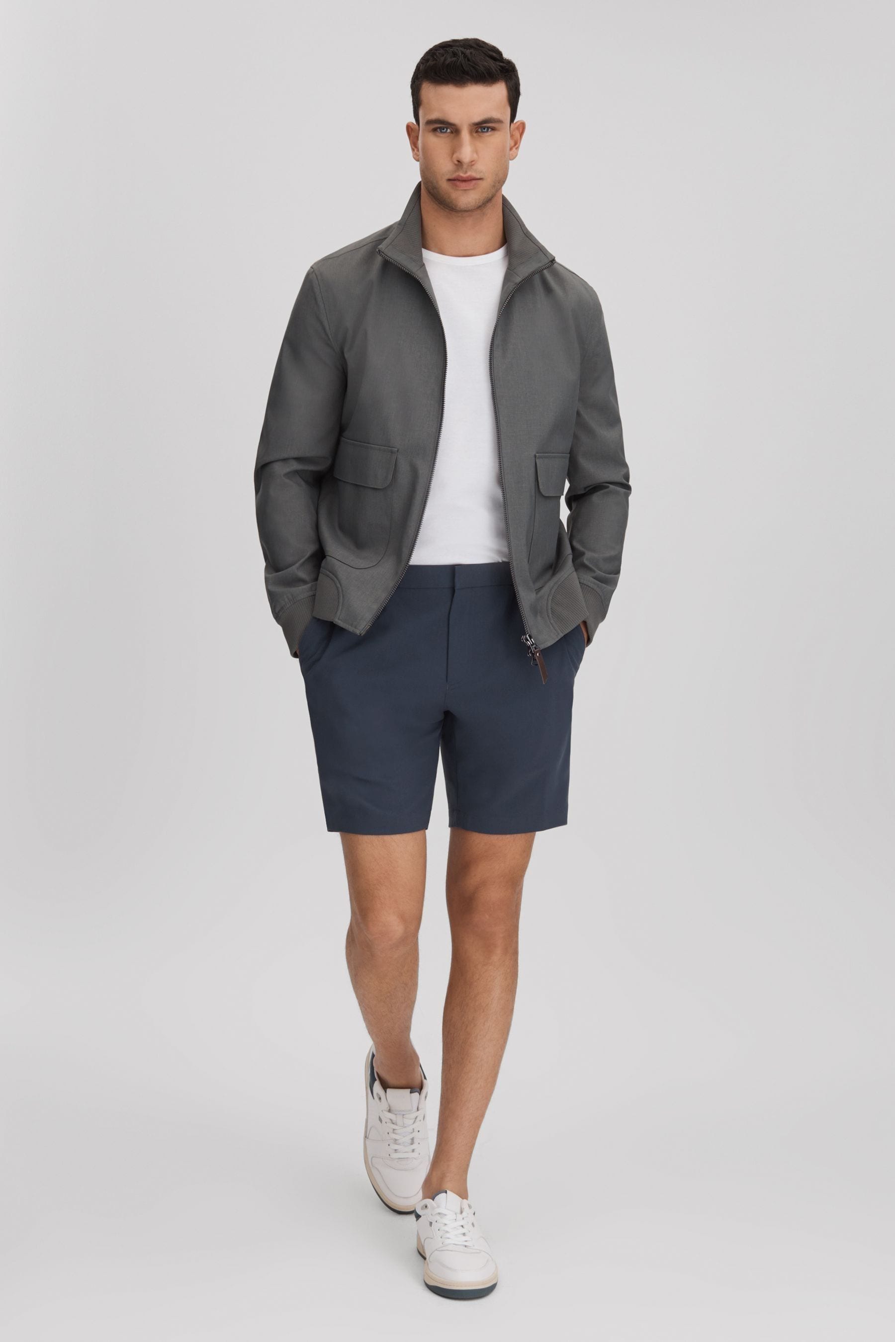 Reiss Airforce Blue Slim Fit Drawstring Chino Shorts In Airforce Blue
