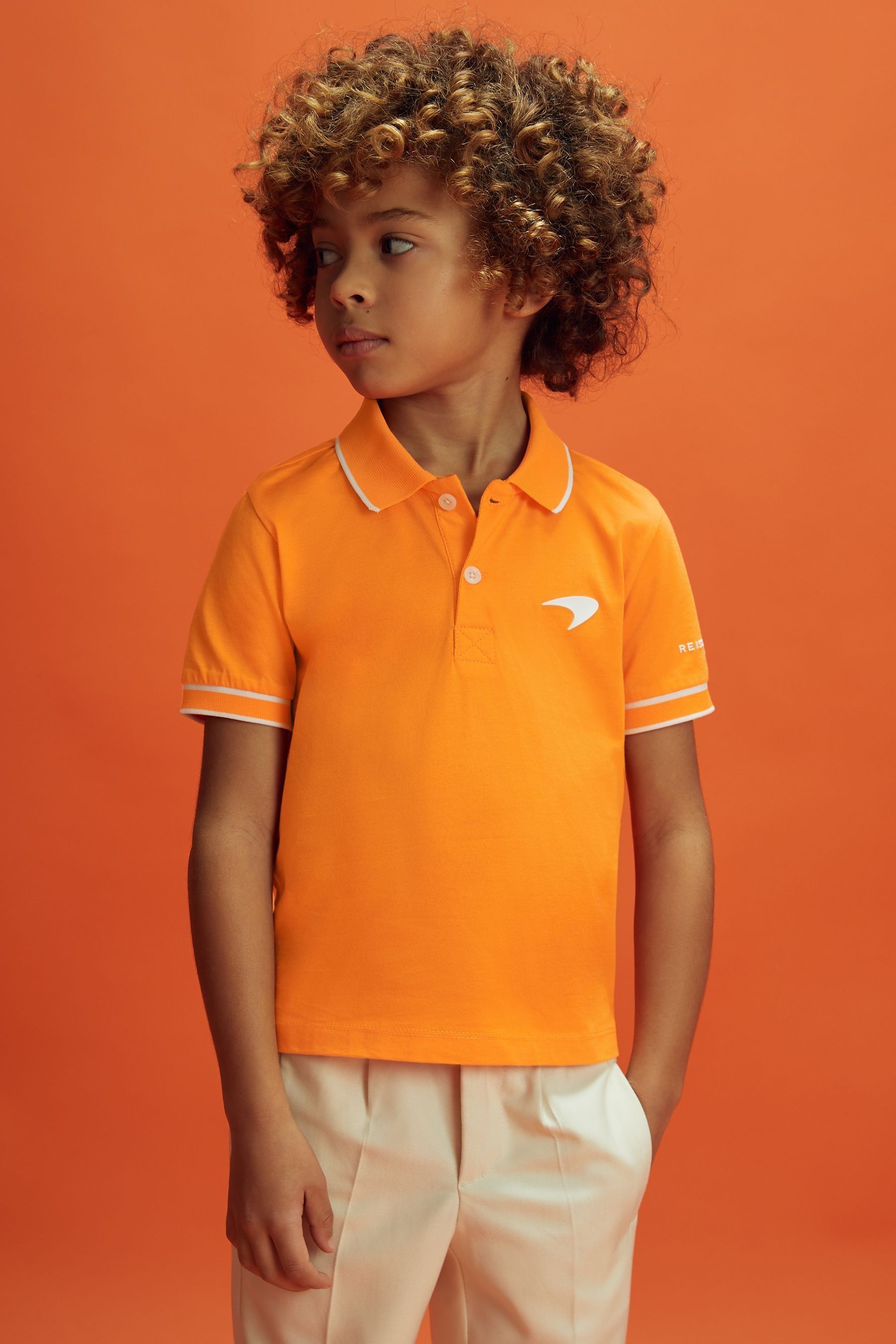 Shop Mclaren Crypto -  F1 Mercerised Cotton Polo Shirt, Age 4-5 Years In Papaya