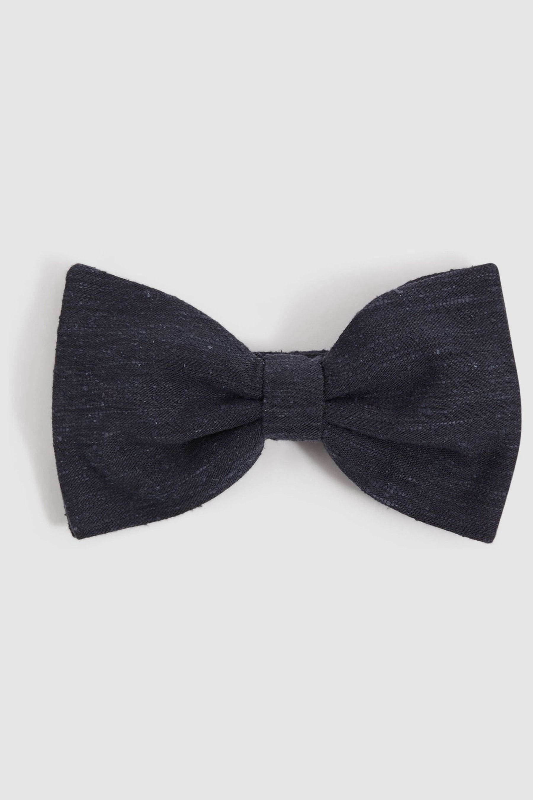 Reiss Padua - Navy Silk Blend Textured Bow Tie, In Black