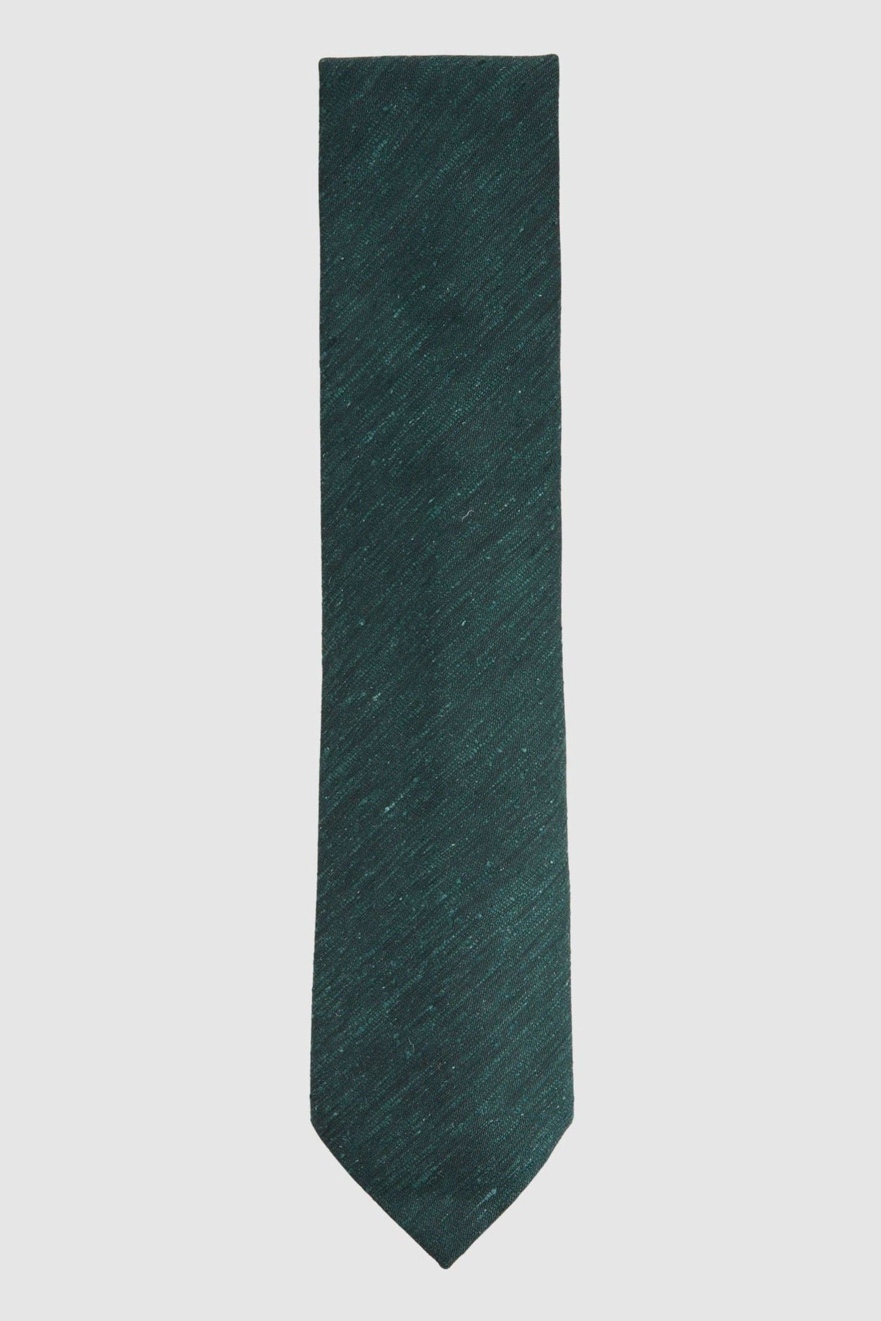 Shop Reiss Giotto - Hunting Green Textured Silk Blend Tie, One