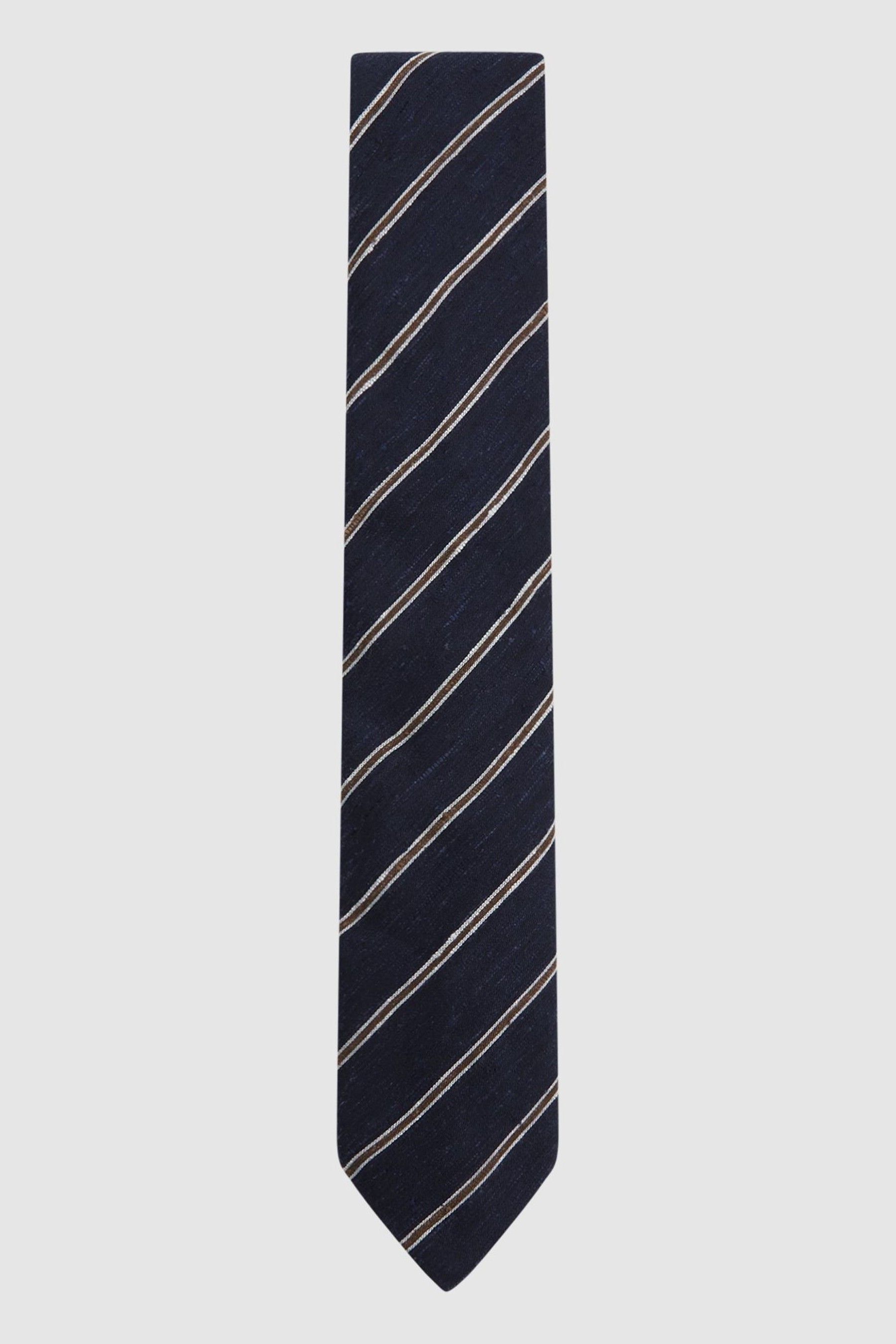Shop Reiss Ravenna - Navy Silk Blend Textured Tie, One