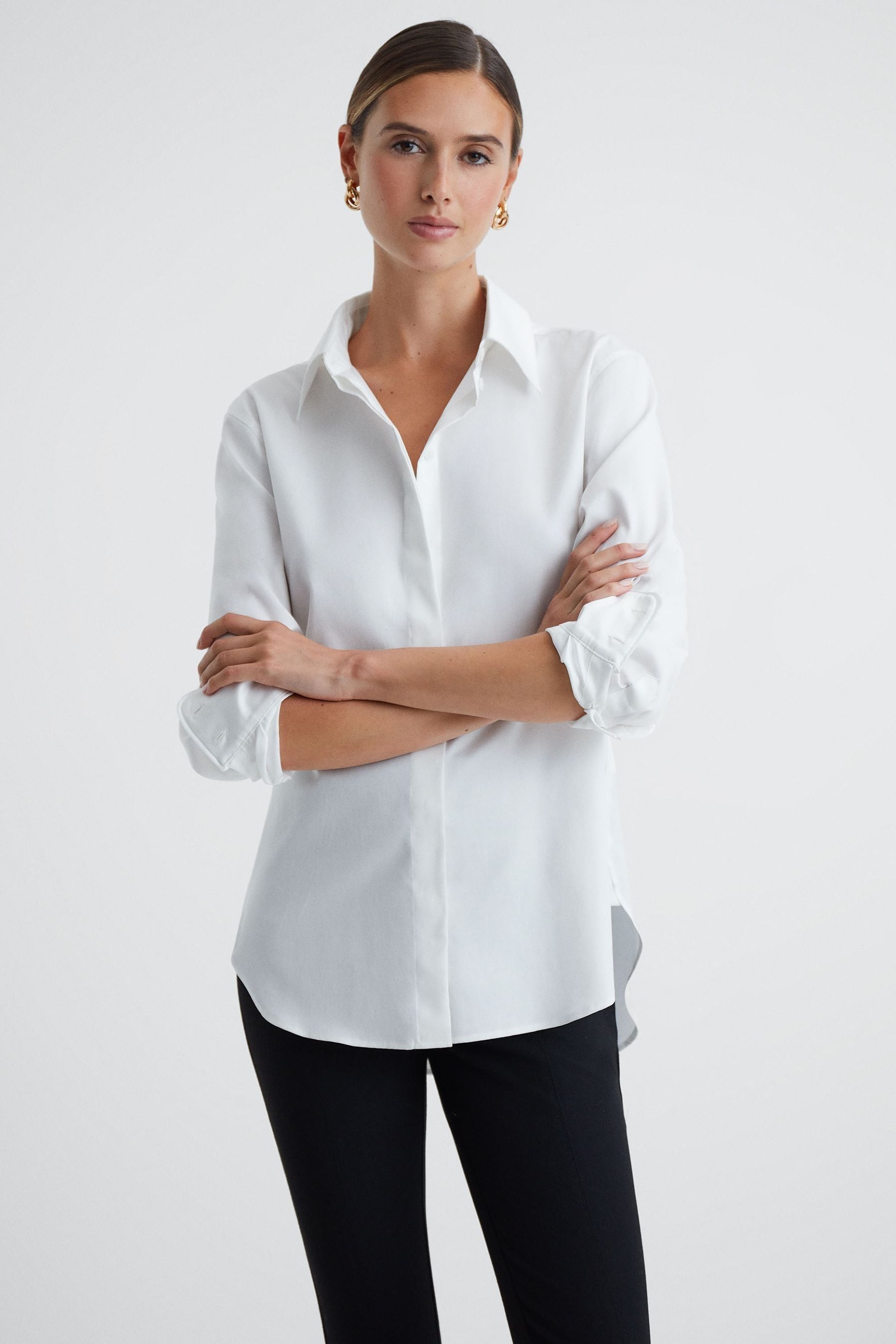 Reiss Lia - White Premium Cotton Shirt, Us 4