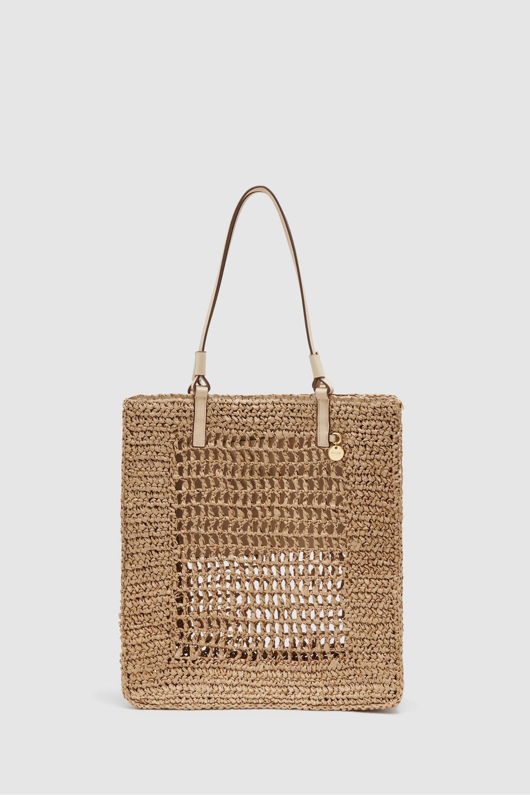 Reiss Maria Tote Bag Cotton Woven, Natural Size: 39x35.5x12.5cm