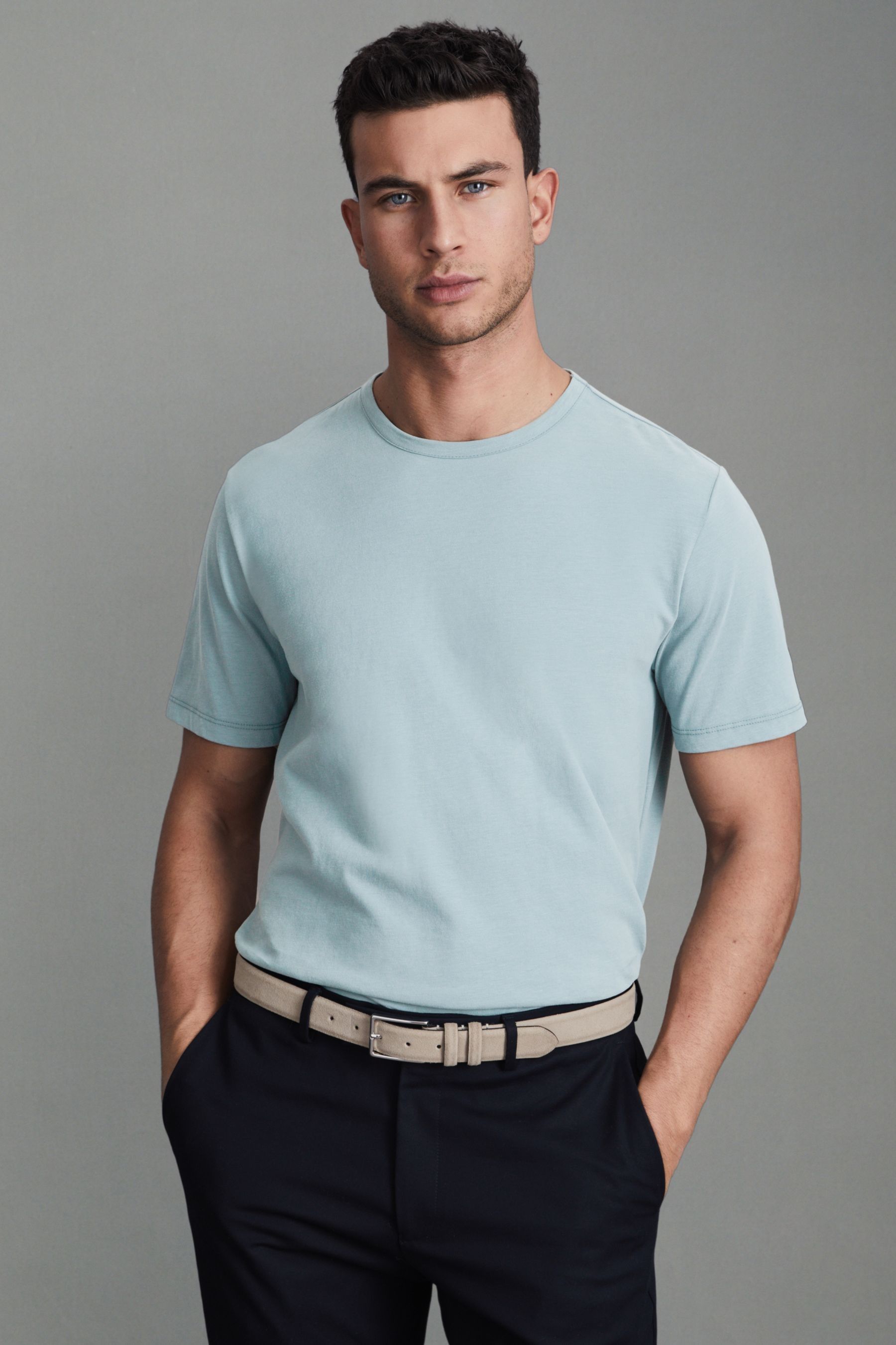 Reiss Melrose Slim Fit Crewneck Tee In Teal