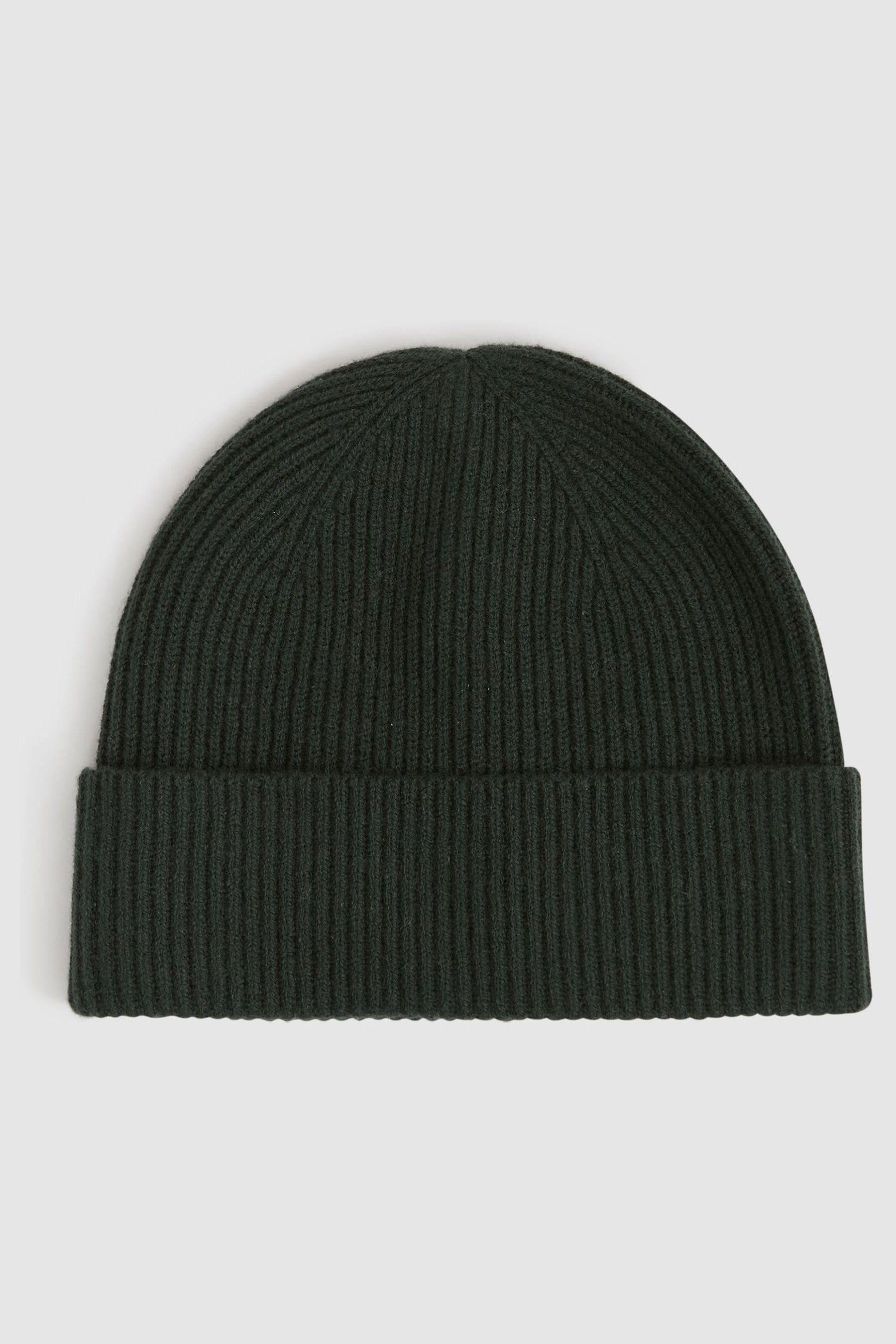 Reiss Chaise - Forest Green Chaise Merino Wool Ribbed Beanie Hat, One