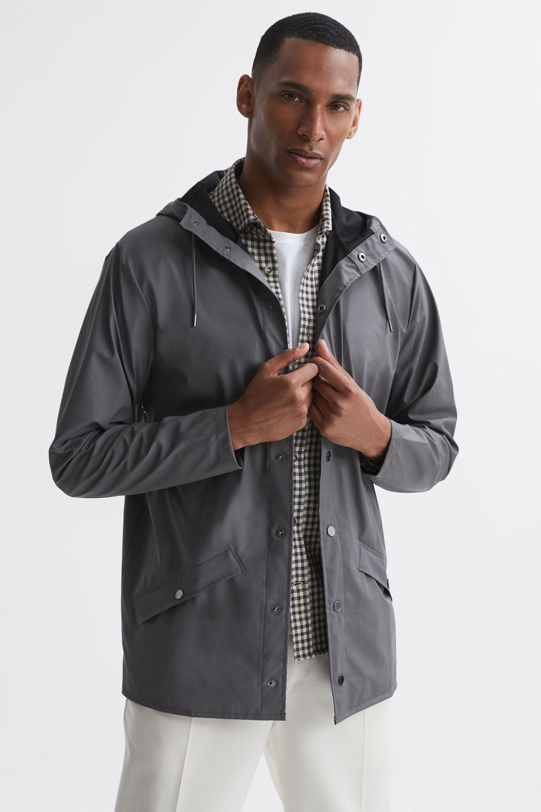 Rains Unisex Hooded Raincoat Jacket In Grey