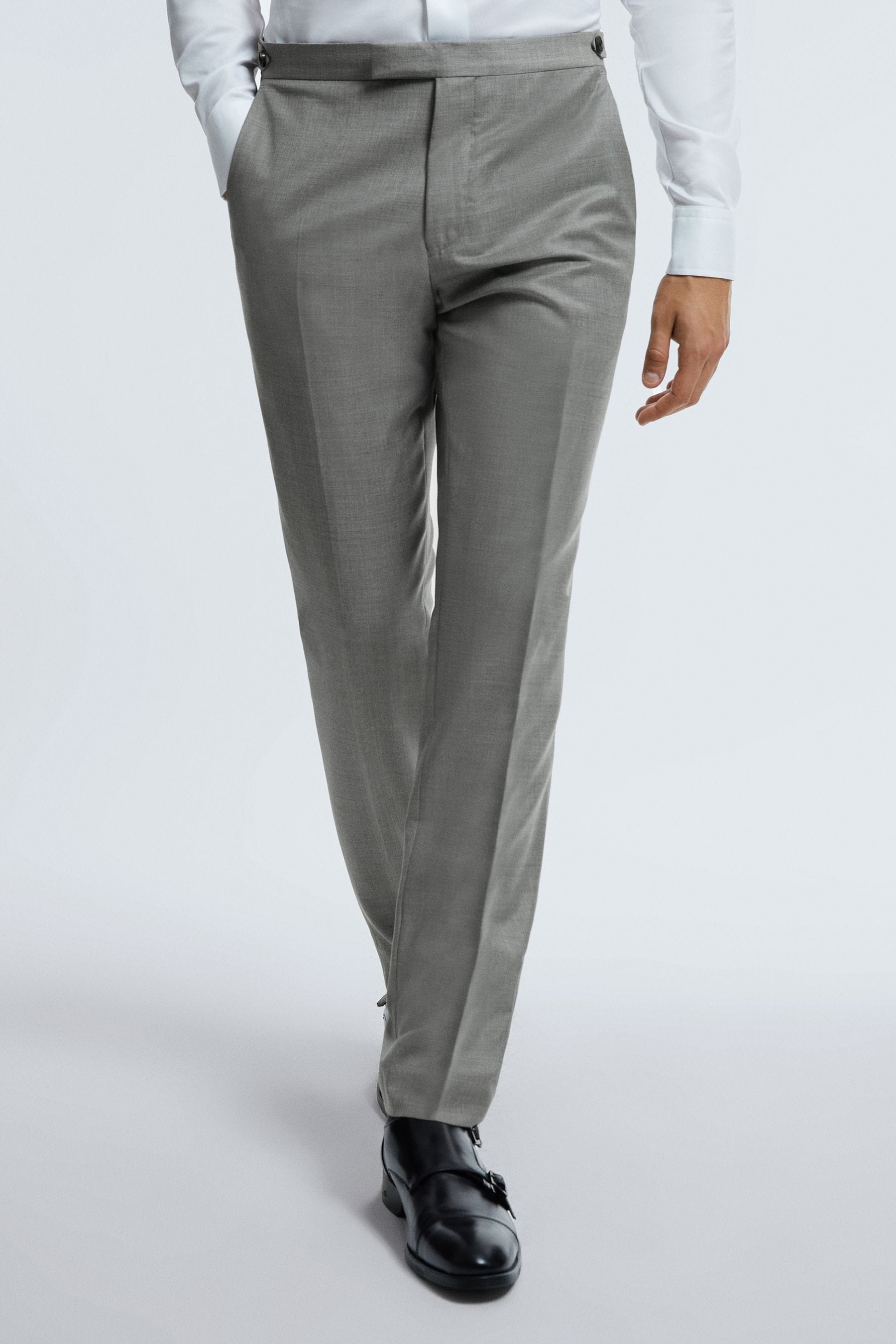 Atelier Wool Cashmere Blend Slim Fit Trousers In Grey Melange